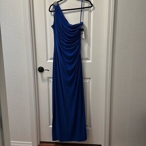 Lauren by Ralph Lauren one shoulder evening dress, blue, size 14